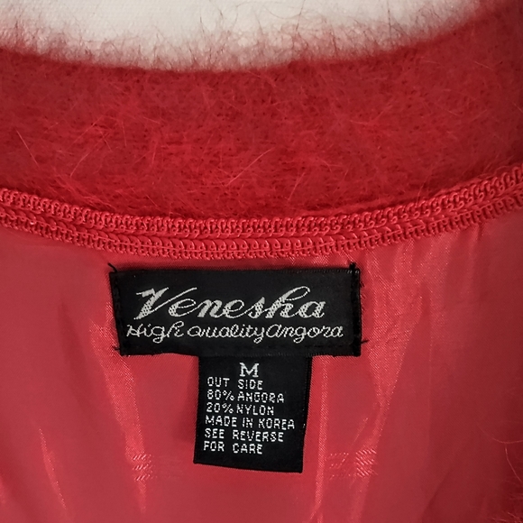 Vintage Venesha Red Cardigan Sweater Medium - Picture 5 of 10